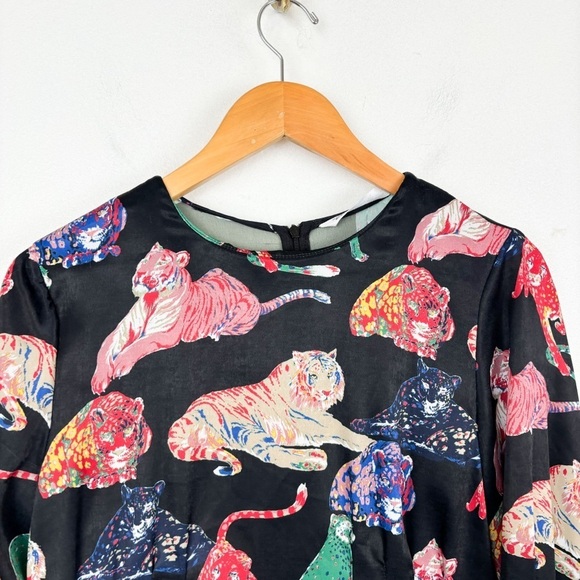 Zara Bold Colorful Tiger Print Mini Dress Sz M - Picture 4 of 10